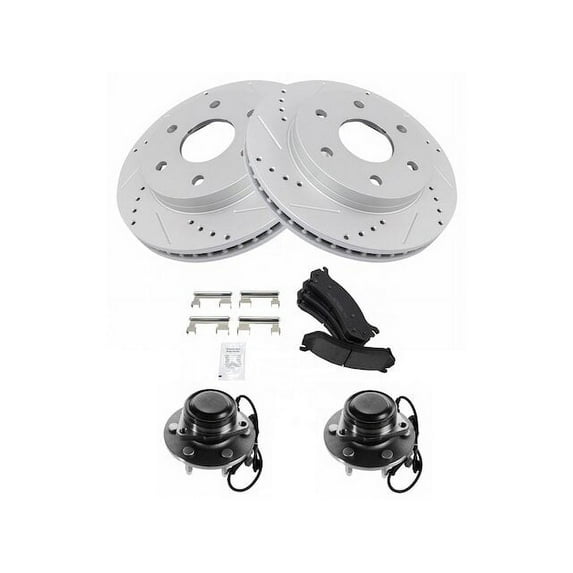 Front Brake Pad and Rotor and Wheel Hub Kit - Compatible with 2000 - 2006 Chevy Suburban 1500 RWD 2001 2002 2003 2004 2005
