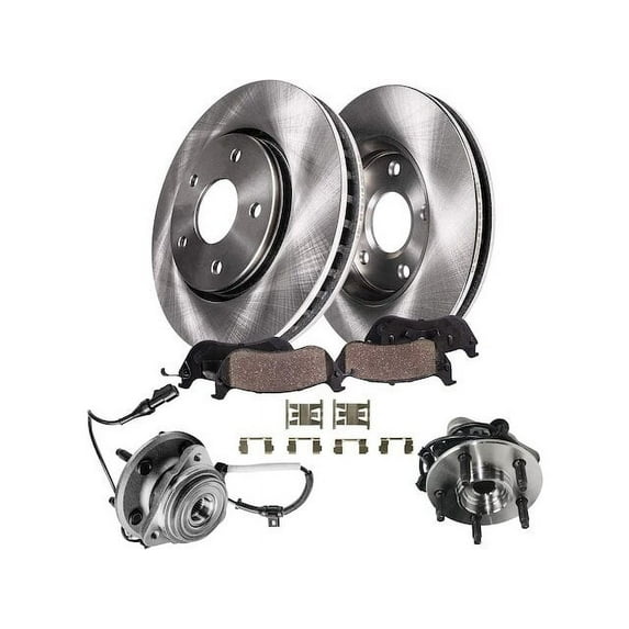Front Brake Pad and Rotor and Wheel Hub Kit - Compatible with 2001 - 2002 Mazda B3000