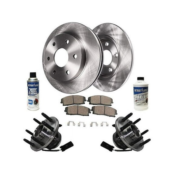 Front Brake Pad and Rotor and Wheel Hub Kit - Compatible with 2002 - 2006 Cadillac Escalade Base RWD 2003 2004 2005