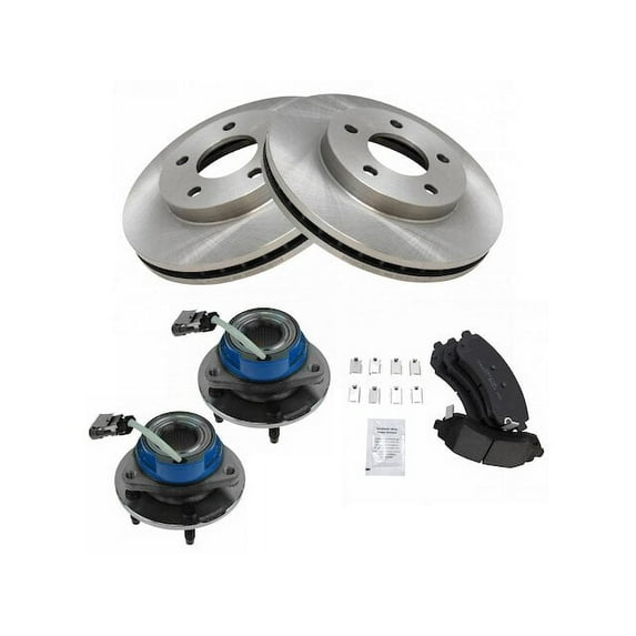 Front Brake Pad and Rotor and Wheel Hub Kit - Compatible with 2002 - 2007 Buick Rendezvous FWD 2003 2004 2005 2006