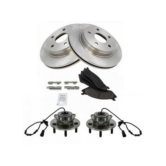 Front Brake Pad and Rotor and Wheel Hub Kit - Compatible with 2003 - 2005 Dodge Ram 1500 2004