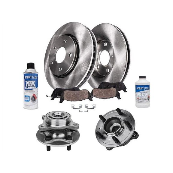 Front Brake Pad and Rotor and Wheel Hub Kit - Compatible with 2005 - 2009 Land Rover LR3 2006 2007 2008
