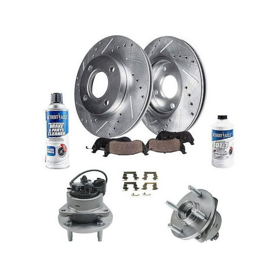 Front Brake Pad and Rotor and Wheel Hub Kit - Compatible with 2005 - 2010 Chevy Cobalt 2006 2007 2008 2009