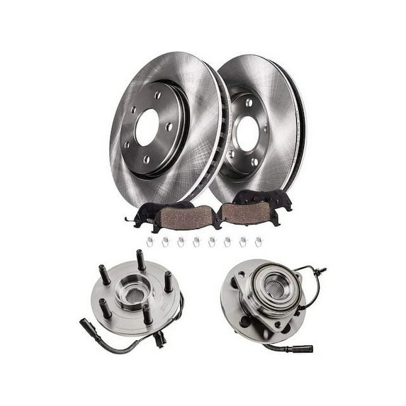 Front Brake Pad and Rotor and Wheel Hub Kit - Compatible with 2005 - 2010 Dodge Dakota 2006 2007 2008 2009