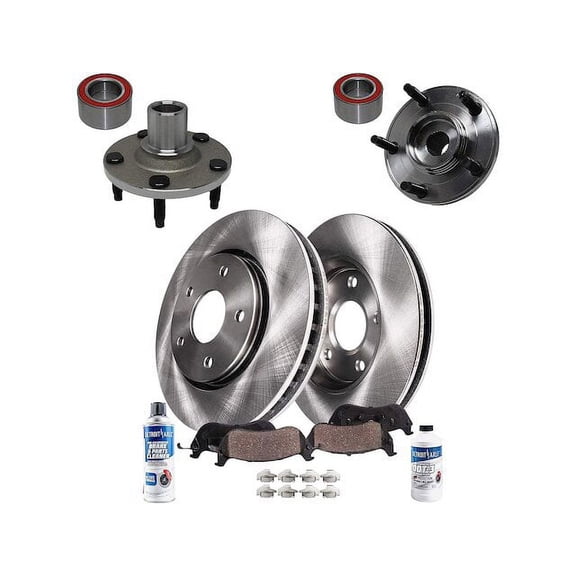Front Brake Pad and Rotor and Wheel Hub Kit - Compatible with 2005 - 2012 Ford Escape 2006 2007 2008 2009 2010 2011