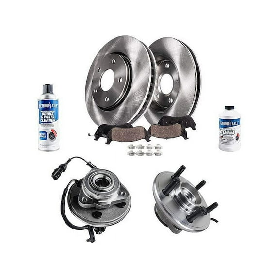 Front Brake Pad and Rotor and Wheel Hub Kit - Compatible with 2006 - 2010 Ford Explorer 2007 2008 2009