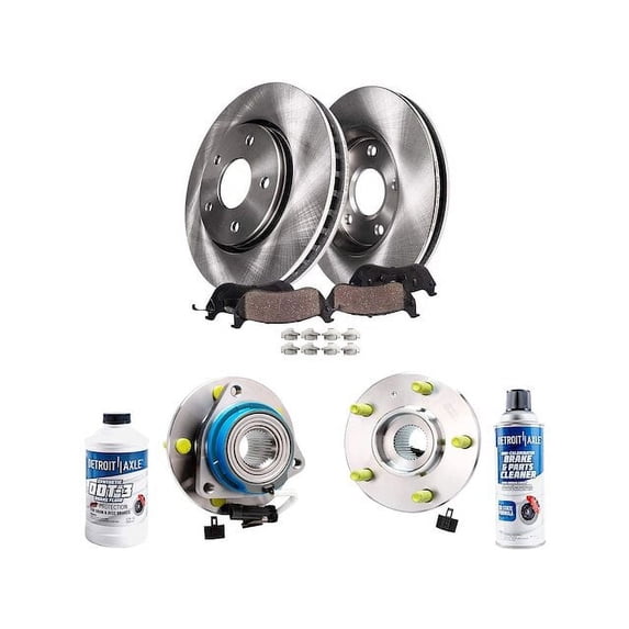 Front Brake Pad and Rotor and Wheel Hub Kit - Compatible with 2006 - 2011 Buick Lucerne 2007 2008 2009 2010