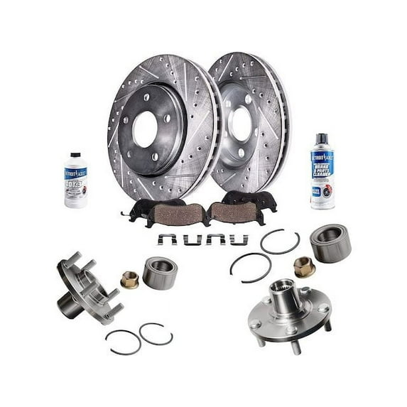 Front Brake Pad and Rotor and Wheel Hub Kit - Compatible with 2006 Nissan Altima SE-R