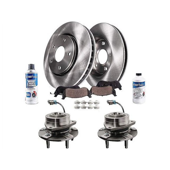 Front Brake Pad and Rotor and Wheel Hub Kit - Compatible with 2006 Pontiac Torrent