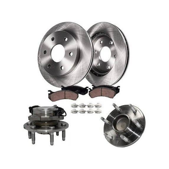 Front Brake Pad and Rotor and Wheel Hub Kit - Compatible with 2007 - 2013 Chevy Silverado 1500 2008 2009 2010 2011 2012