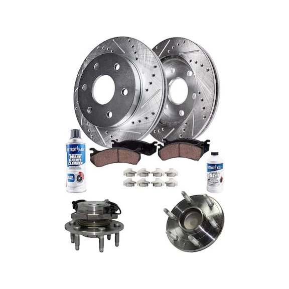 Front Brake Pad and Rotor and Wheel Hub Kit - Compatible with 2007 - 2014 GMC Yukon 2008 2009 2010 2011 2012 2013