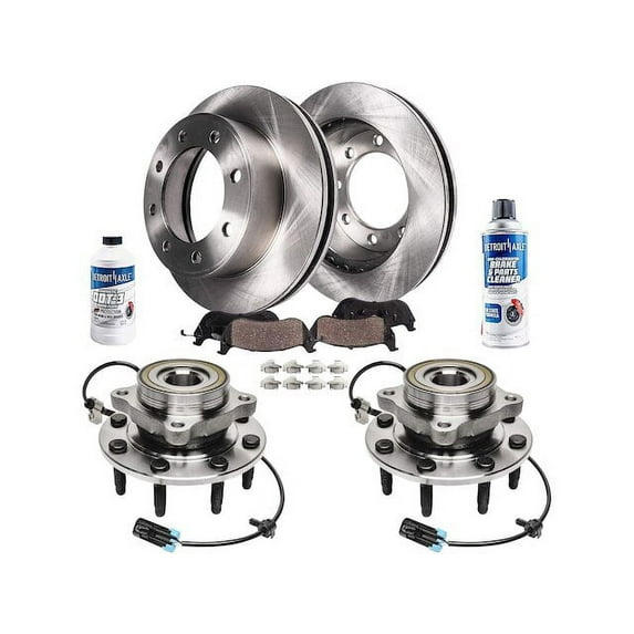 Front Brake Pad and Rotor and Wheel Hub Kit - Compatible with 2007 GMC Sierra 3500 Classic