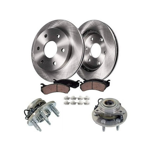 Front Brake Pad and Rotor and Wheel Hub Kit - Compatible with 2008 - 2013 Cadillac Escalade EXT 2009 2010 2011 2012