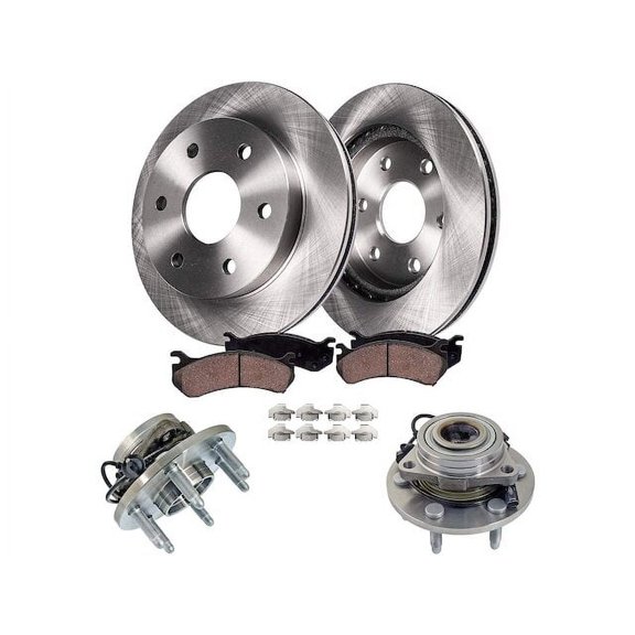 Front Brake Pad and Rotor and Wheel Hub Kit - Compatible with 2008 - 2014 GMC Yukon 2009 2010 2011 2012 2013