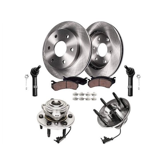 Front Brake Pad and Rotor and Wheel Hub Kit - Compatible with 2008 - 2014 GMC Yukon 2009 2010 2011 2012 2013