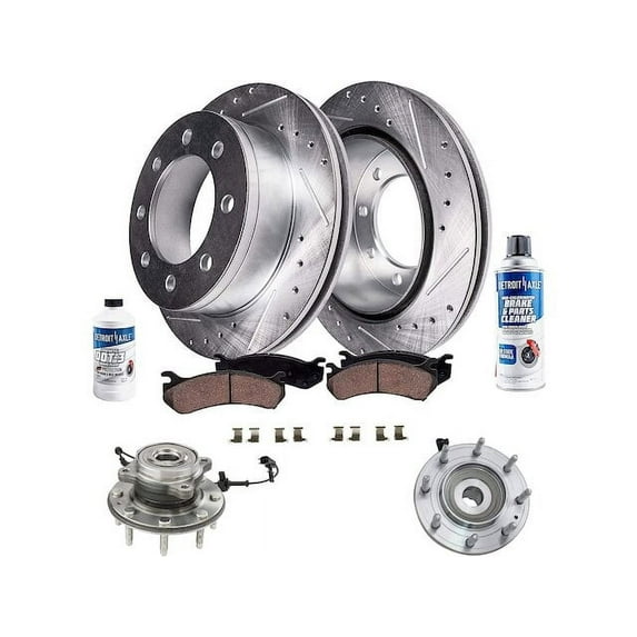 Front Brake Pad and Rotor and Wheel Hub Kit - Compatible with 2011 - 2019 GMC Sierra 2500 HD 2012 2013 2014 2015 2016 2017 2018