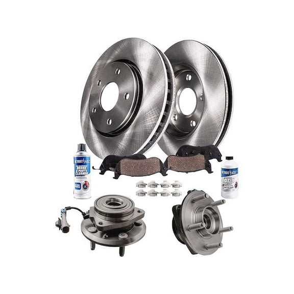 Front Brake Pad and Rotor and Wheel Hub Kit - Compatible with 2012 - 2015 Chevy Captiva Sport 2013 2014