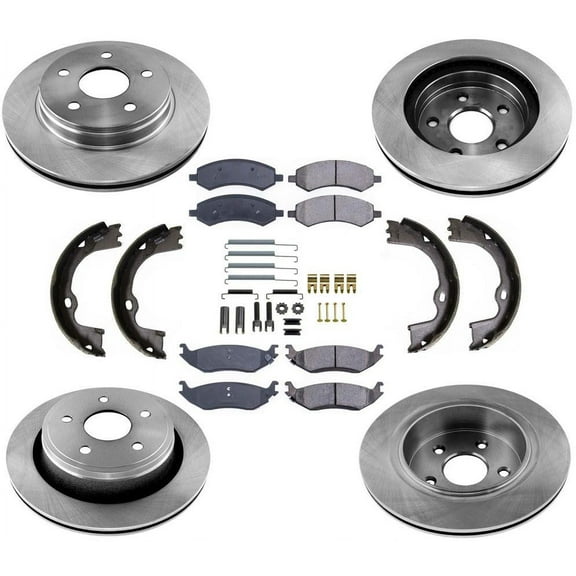 Front Brake Rotor & Rear w Brake Pads for Dodge 11-18 Ram 1500 Pick Up 5Stud 8pc