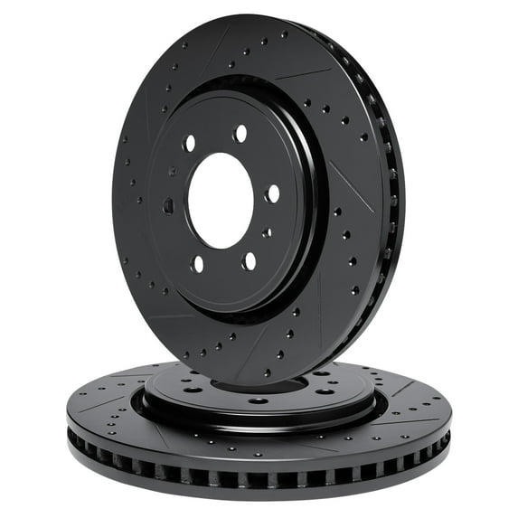 Front Brake Rotors Black Drill Slot For 2009-2012 Chevrolet Colorado, GMC Canyon