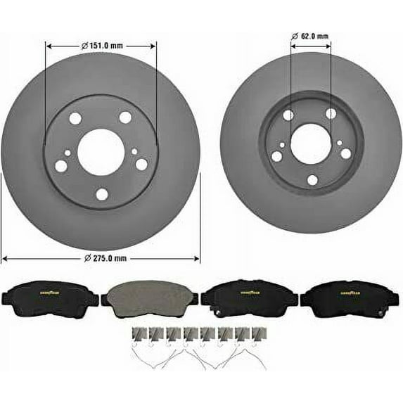 Front Brake Rotors & Ceramic Pads Kit for 00-01 Toyota Camry Goodyear PRK76832F