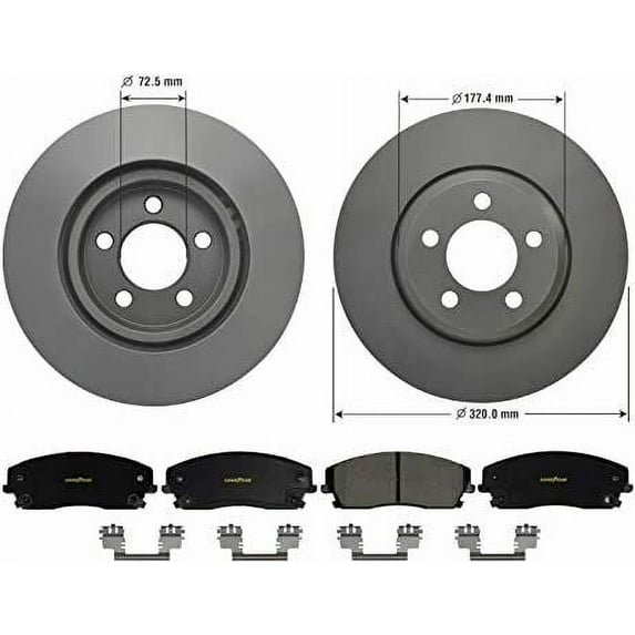 Front Brake Rotors & Ceramic Pads Kit for Chrysler & Dodge Goodyear PRK40657F