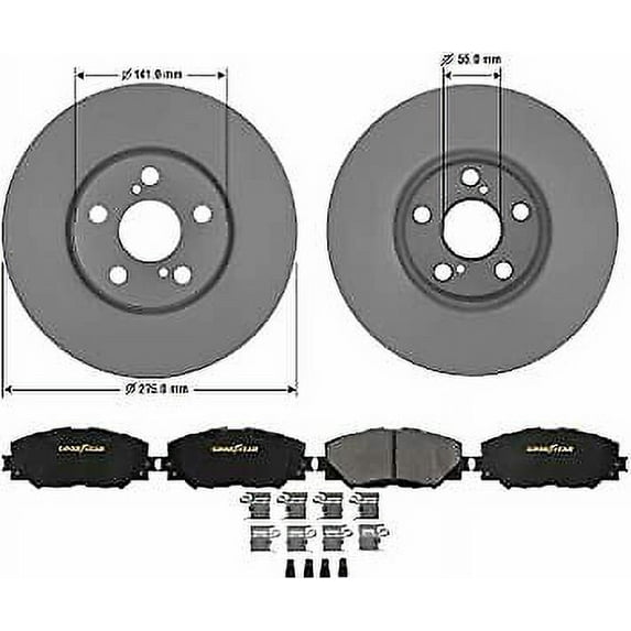 Front Brake Rotors Ceramic Pads Kit for Toyota Scion Pontiac Goodyear PRK52728F