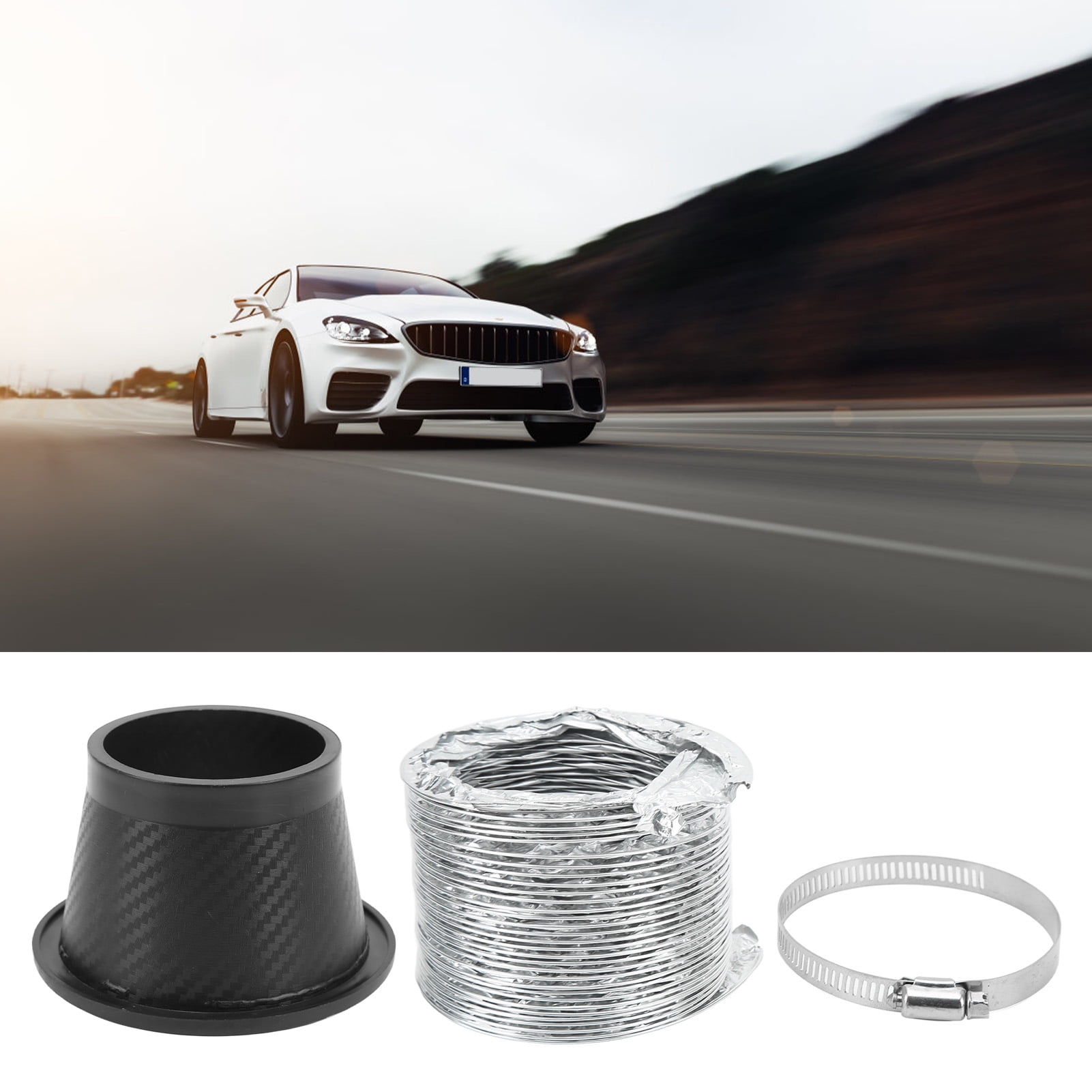 Front Bumper Air Inlet Pipe, Rubber Air Intake Pipe Funnel Kit