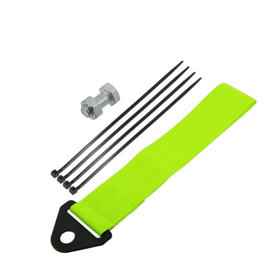 Front Bumper Car Tow Strap Trim Trailer Belt with Rope Trailer Hook Nylon Green 1 Set