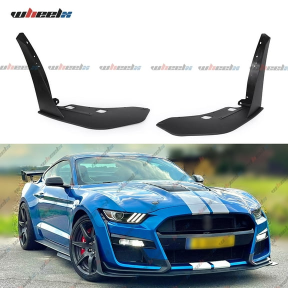 Front Bumper Corner Spoiler Winglet Splitters GT500 Style Compatible with Ford Mustang 2015-2023 (Matte Black)