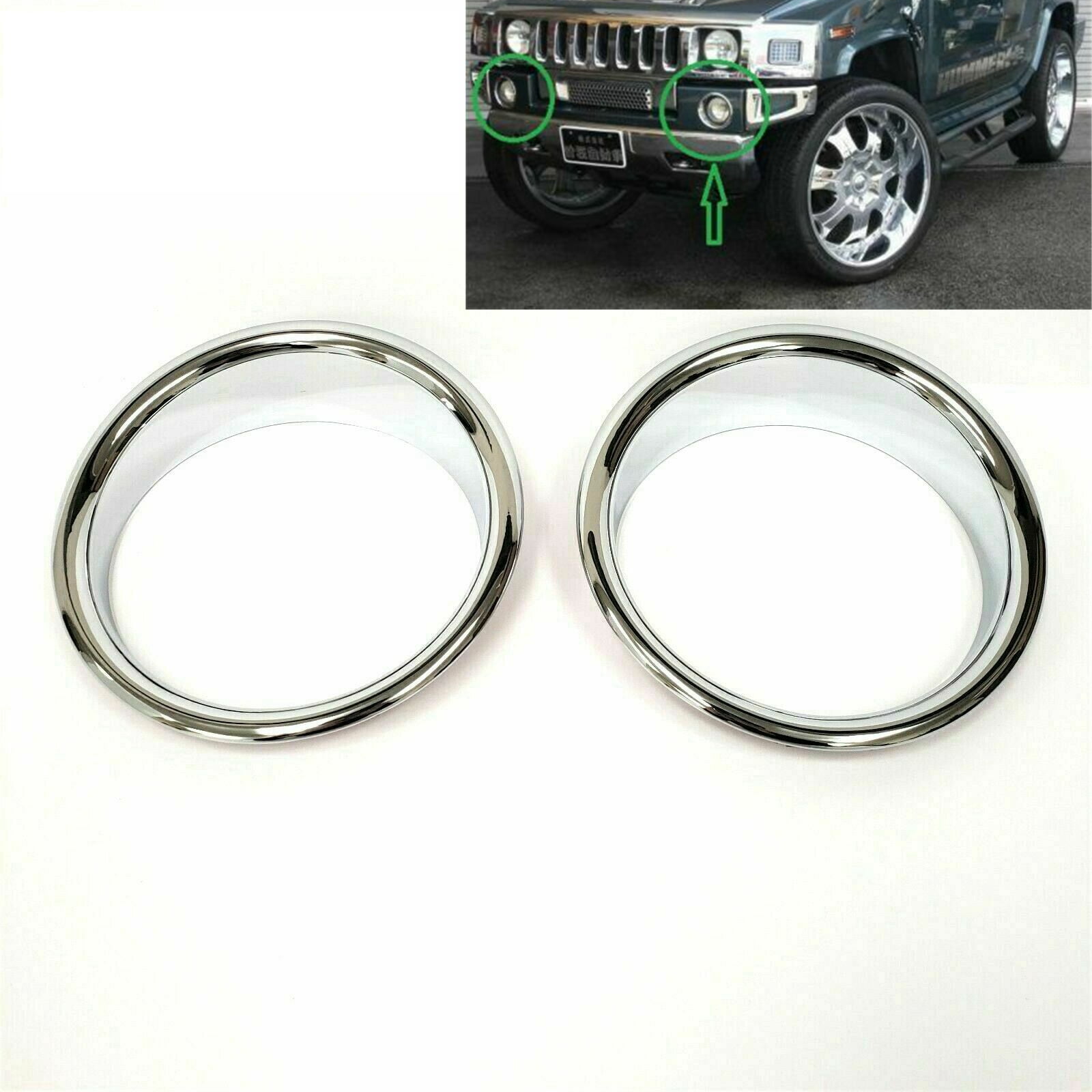 Hummer Made Rings Front Bumper Fog Light Trim Bezel Ring For 2003-2009 HUMMER H2 SUV SUT ...