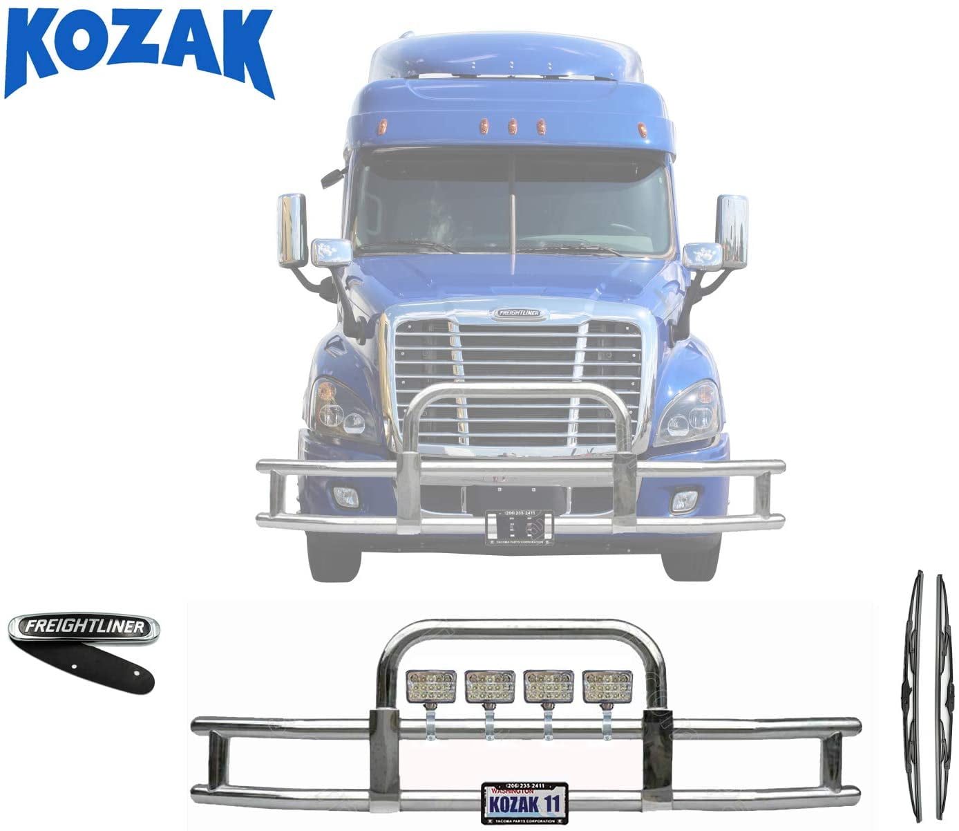 Front Bumper Grill Deer Brush Moose Guard Square 4x6 60 LED Lights