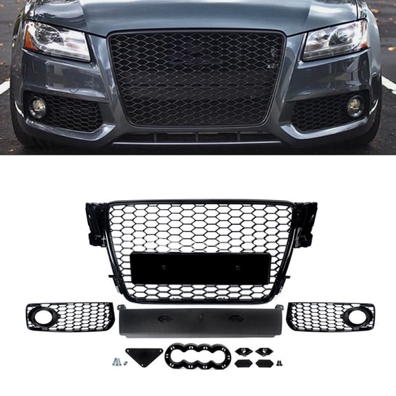 Front Bumper Grill RS5 Style Fog Light Grille Cover For Audi A5 S-line S5 2008-2012