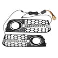 thumbnail image 1 of Front Bumper Grille Fog Light Kit Compatible for Audi A4 B8 2009-2011 Durable Plastic Black with LED, 1 of 6