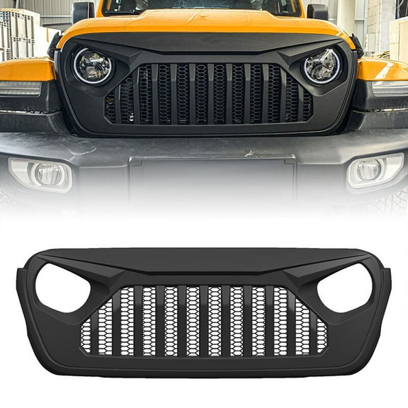 Front Bumper Grille Gladiator Style Grill For 2018-2024 Jeep Wrangler JL JLU JT Matte Black