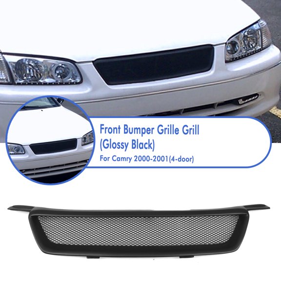Front Bumper Grille Grill Kit For Toyota Camry 4 Door 2000-2001 Matte Black