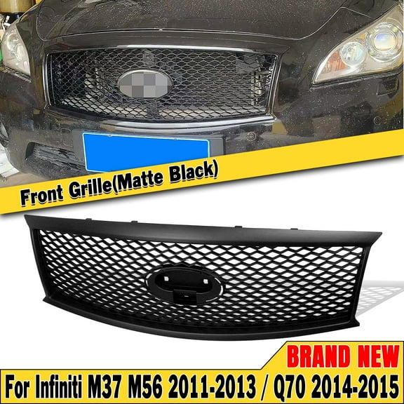 Front Bumper Grille Grille Cover For Infiniti M37 M56 2011-2013 Q70 2014-2015 Matte Black