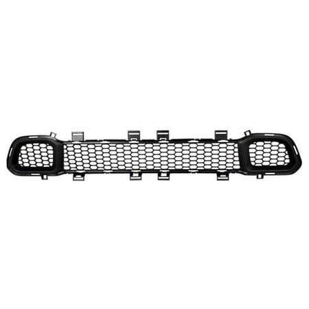 Front Bumper Grille - Matte Dark Gray - without Active Shutter Grille - Compatible with 2014 - 2018 Jeep Cherokee (without Adaptive Cruise Control) (Except Trail Hawk) 2015 2016 2017