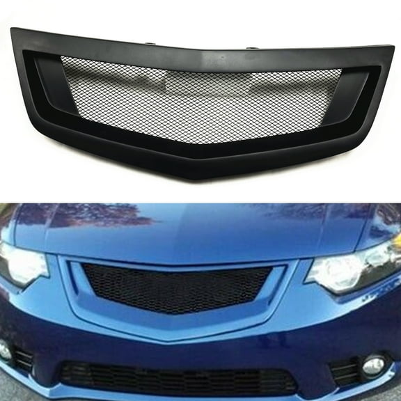 Front Bumper Grille Mesh Grill For Acura TSX 2011-2014 Matte Black Fiberglass