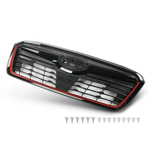 Front Bumper Grille Upper Grill Black w/ Red Line Fit for Subaru Forester 2019-2021