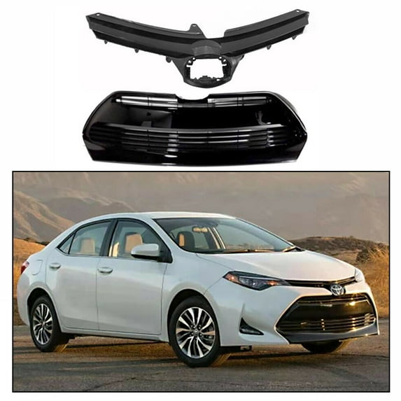 Front Bumper Grille Upper & Lower Grill Automotive Replacement Grille Fit for 2017 2018 2019 Toyota Corolla Base CE L LE Eco XLE Sedan 4-Door