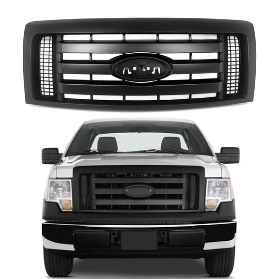 Front Bumper Hood Guard Grille Grill For 2009 - 2014 Ford F-150 F150 Black