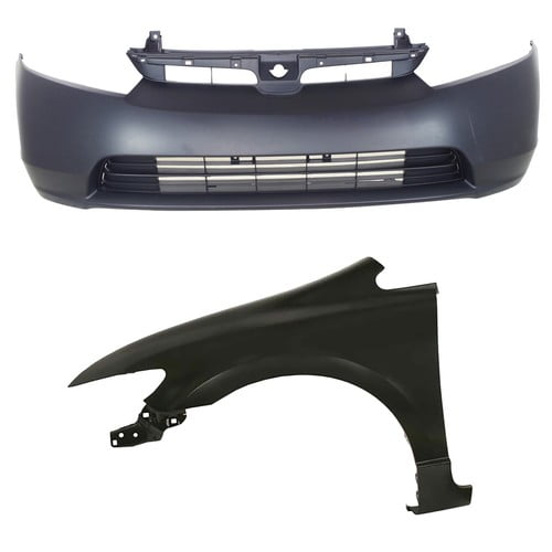Front Bumper Kit Includes Front Left Fender For 2006-2008 Honda Civic CAPA