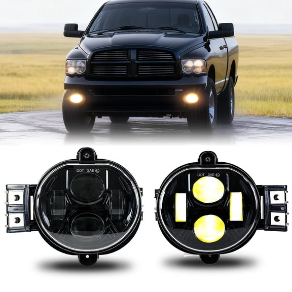 Front Bumper LED Fog Lights for Dodge Ram 1500/2500/3500 2002-2009 Pickup Truck, Yellow light