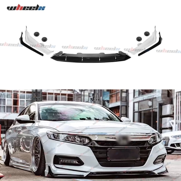 Front Bumper Lip Compatible with 2018-2020 Honda Accord, ACR JDM Style 5Pcs Air Dam Spoiler Splitter Chin Fits for EX EX-L LX SE Sport Touring Hybrid, Protection Body Kit (Platinum White Pearl)