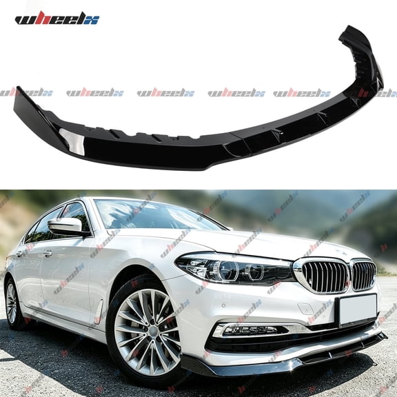 Front Bumper Lip Splitter Spoiler Compatible with BMW 5 Series G30 G31 G38 (Base Model Only) 2017 2018 2019 2020 530i/ 530e/ 540i, 3pcs Kit Accessories Air Chin Body Protector (Glossy Black)