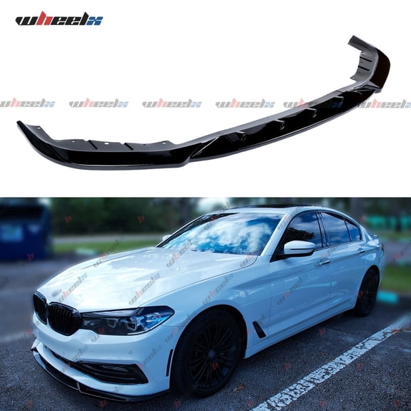Front Bumper Lip Splitter Spoiler Fit for BMW 5 Series (G30 G31 Standard SE) M550i/530e/530i/540i 2017 2018 2019 2020 Painted Gloss Black Accessories V Style Body Kit