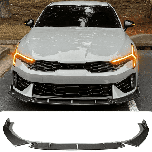 NeespoC Front Bumper Lip Splitter Carbon Fiber Look For KIA K5 2021-2026 Easy Installation Polyurethane(PP) 3 Piece