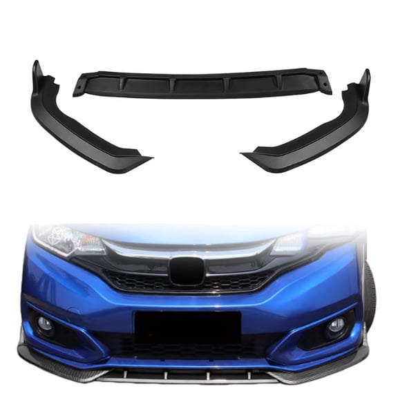 Front Bumper Lip Spoiler, Sport Style Front Splitter Lower Bumper Trim Front Spoiler Diffuser Accessories For Honda Fit -Matte black-2018-2020