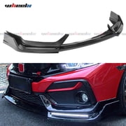 Front Bumper Lip W/Light Compatible with 2016-2021 Honda Civic Hatchback & Si, Air Dam Spoiler Splitter with LED Daytime Running Lights Fit for 2016 2017 2018 2019 2020 2021 Glossy Black