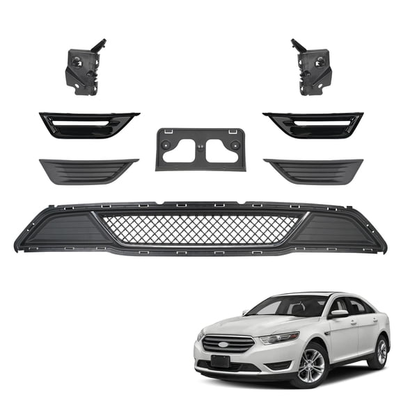 Front Bumper Lower Grille Assembly Kit w/ Chrome Trim For 2013-2019 Ford Taurus